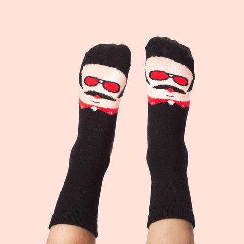 Funky rockabilly socks for kids - Illustrated character design