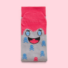 Crazy unisex socks - Illustrated pink character - Miko