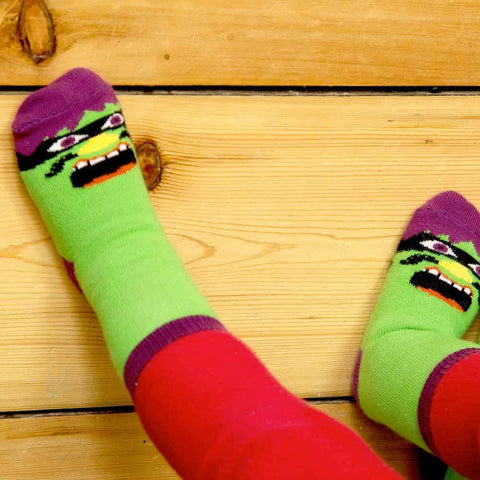 Novelty kids socks with faces - Mr. Grrrril design